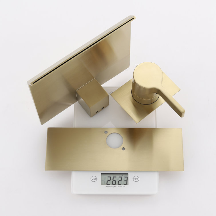 Brushed Gold Brass Waterfall Wall Mount Tub Faucet