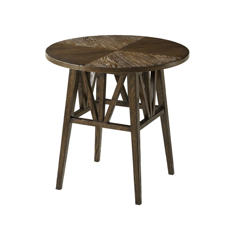 Dusk Oak Round Geometric Pattern Side Table