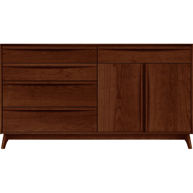 Catalina Natural Cherry Mid-Century Modern Sideboard with 5 Drawers