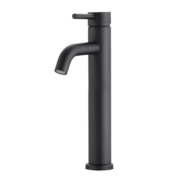 Matte Black Stainless Steel Single Handle Vessel Sink Faucet