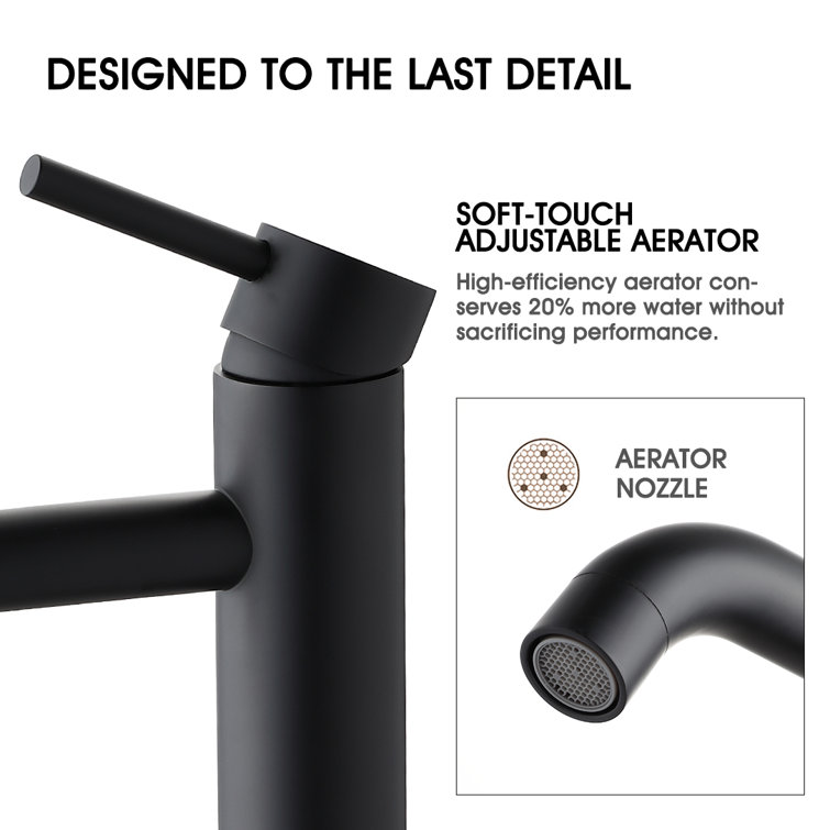 Matte Black Stainless Steel Single Handle Vessel Sink Faucet