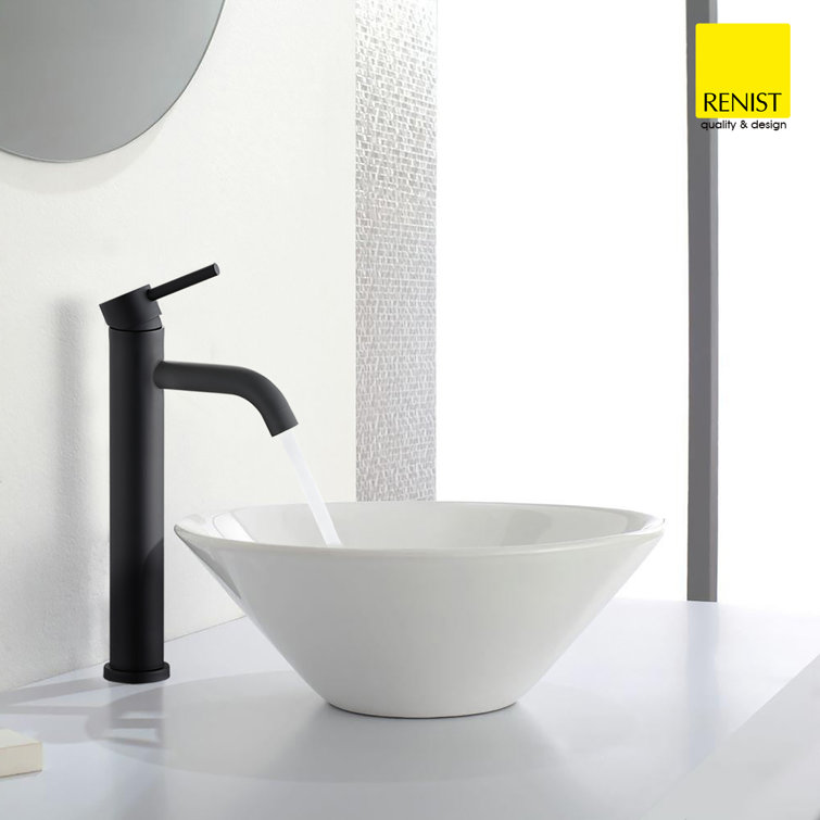 Matte Black Stainless Steel Single Handle Vessel Sink Faucet