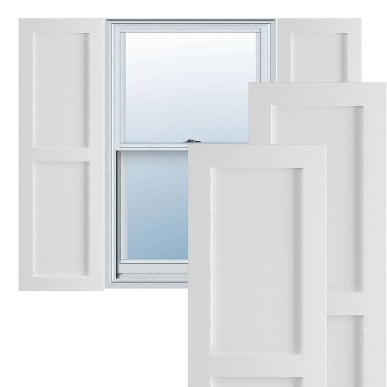 Unfinished White PVC Exterior Shutters, 12"W x 57"H Pair