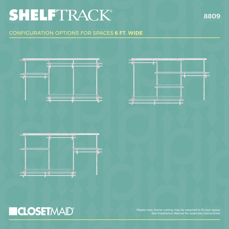 White Adjustable Wire Closet Organizer System with Shelves and Rods