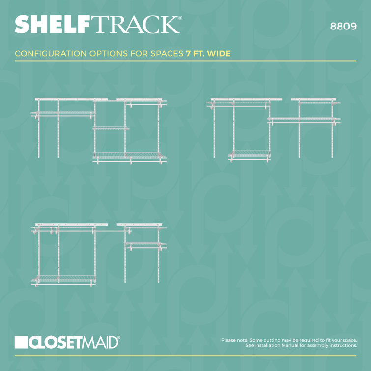 White Adjustable Wire Closet Organizer System with Shelves and Rods