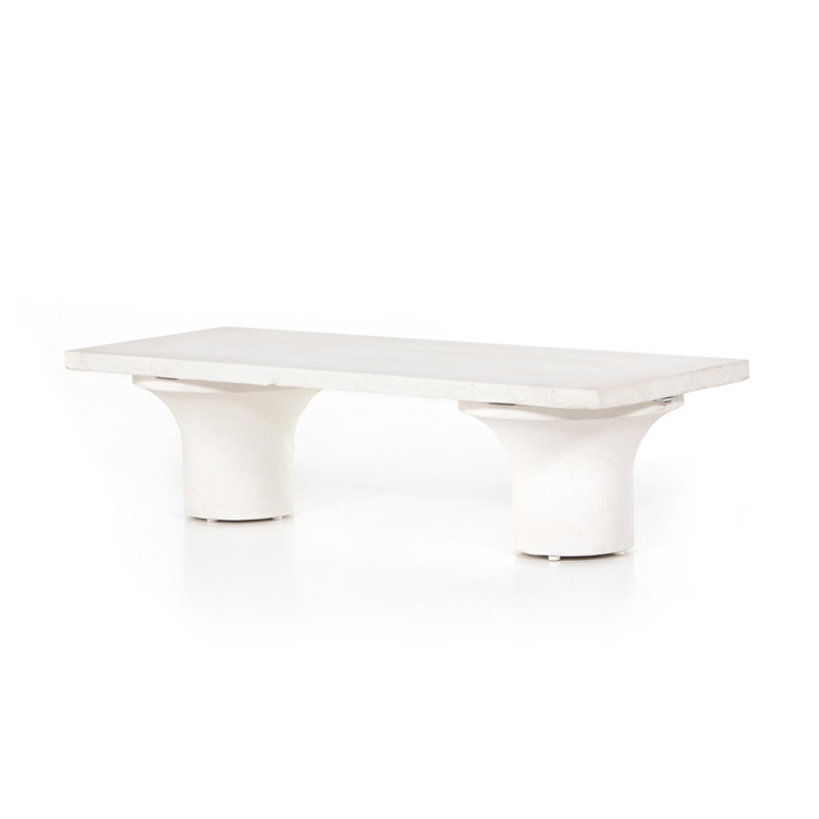 Monolithic Adobe-Inspired White Concrete Rectangular Coffee Table
