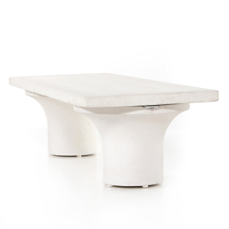 Monolithic Adobe-Inspired White Concrete Rectangular Coffee Table