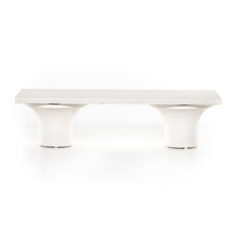Monolithic Adobe-Inspired White Concrete Rectangular Coffee Table
