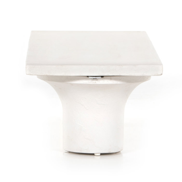 Monolithic Adobe-Inspired White Concrete Rectangular Coffee Table
