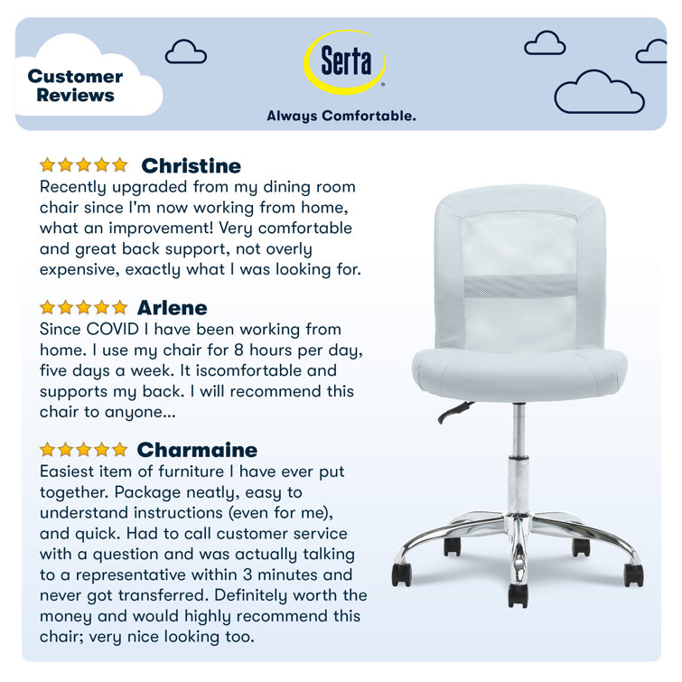 Blue Sky Faux Leather Mid-Back Armless Task Chair with Chrome Base