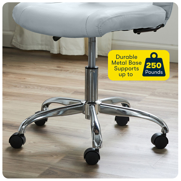 Blue Sky Faux Leather Mid-Back Armless Task Chair with Chrome Base