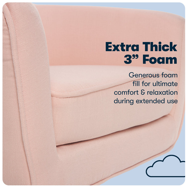 Blush Pink Swivel Desk Chair with Memory Foam & Chrome Base