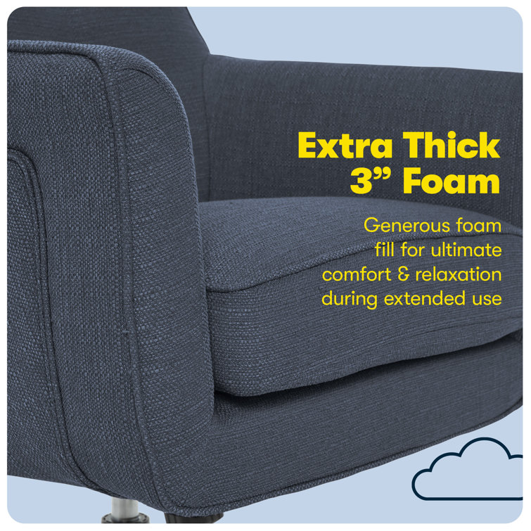 Ashland Home Executive Mid-Back Chair with Memory Foam, Chrome and Blue