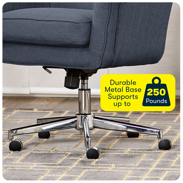 Ashland Home Executive Mid-Back Chair with Memory Foam, Chrome and Blue