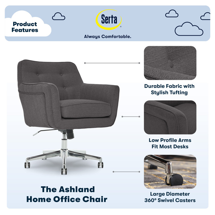 Ashland Graphite Mid-Back Executive Swivel Office Chair with Wood Frame