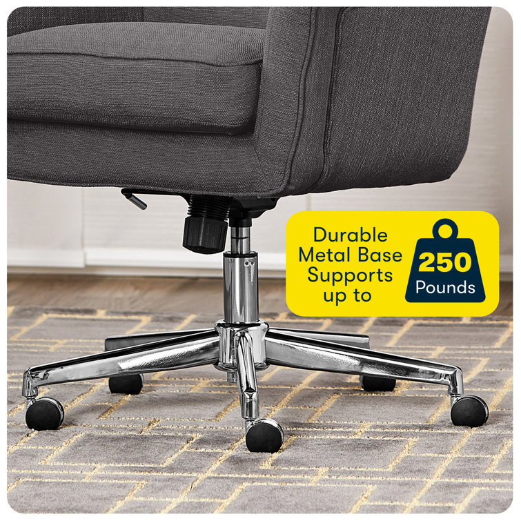Ashland Graphite Mid-Back Executive Swivel Office Chair with Wood Frame