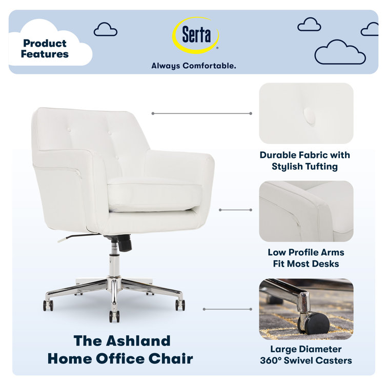 White Bonded Leather Swivel Executive Desk Chair