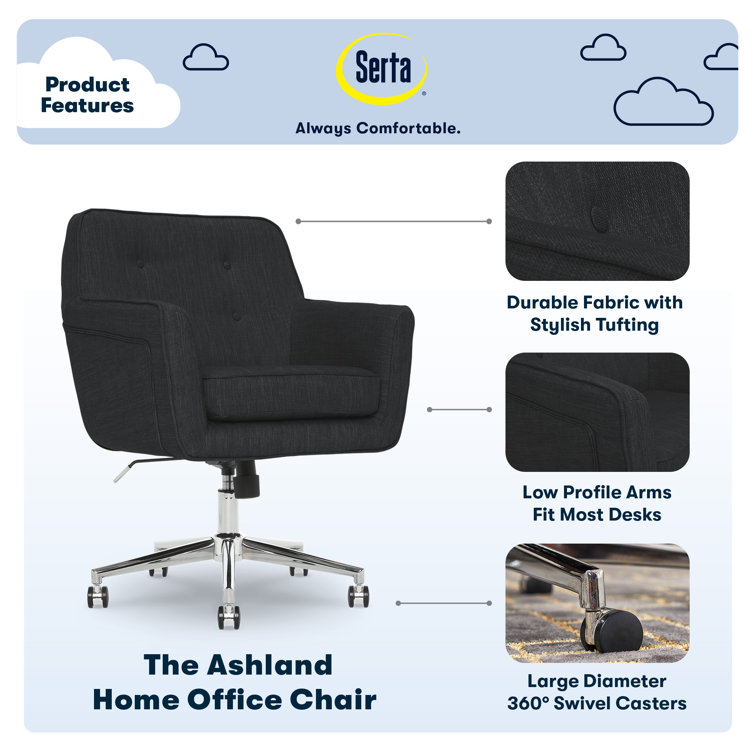 Ashland Charcoal Fabric Mid-Back Swivel Office Chair with Chrome Base