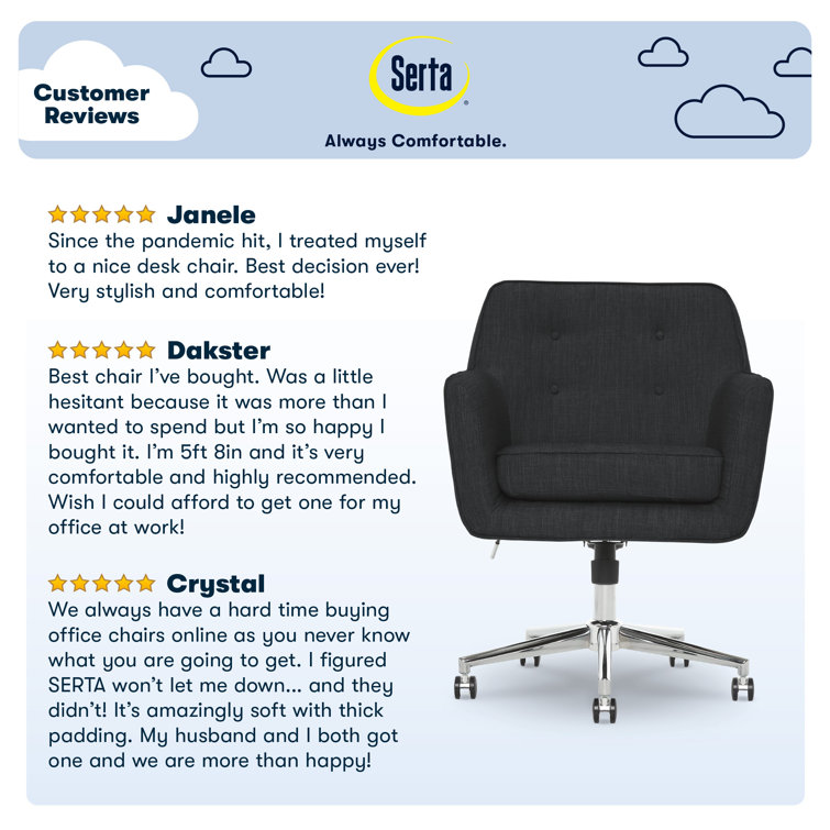 Ashland Charcoal Fabric Mid-Back Swivel Office Chair with Chrome Base