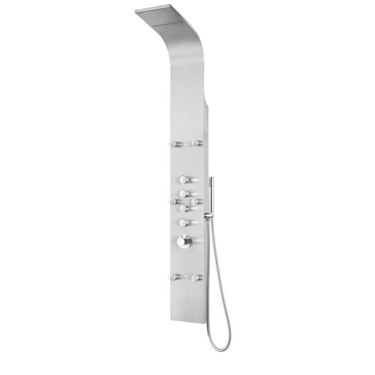 Nilus 64.96'' Brushed Stainless Steel Shower Panel with Hand Shower