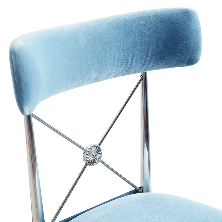 Parisian Empire-Style Rialto Sky Counter Stool with Nickel Accents