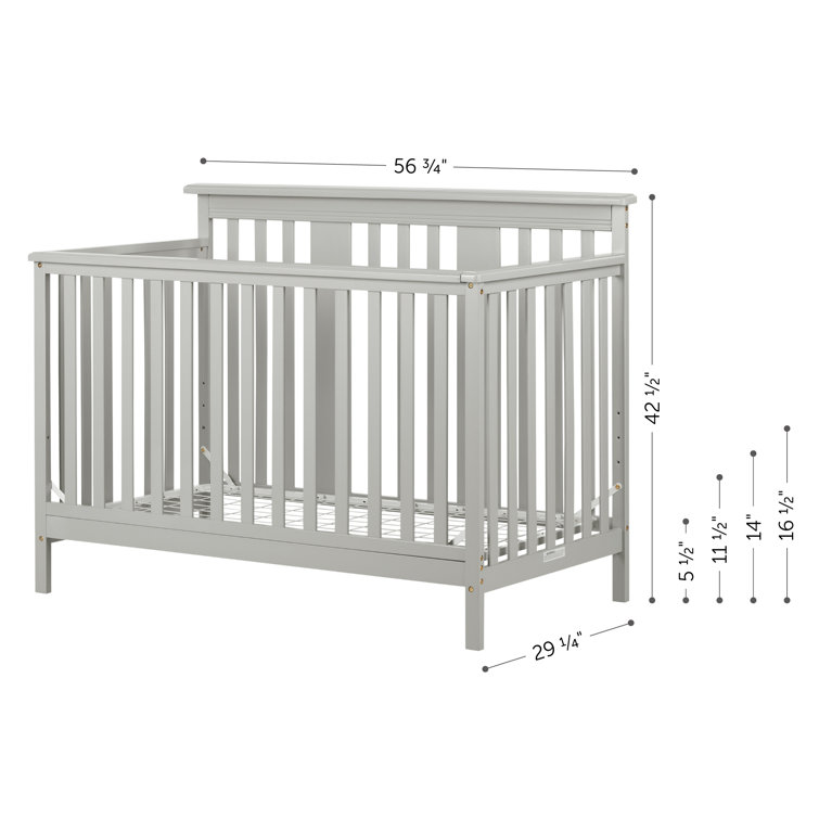 Soft Gray 2-in-1 Convertible Baby Crib with Toddler Rail