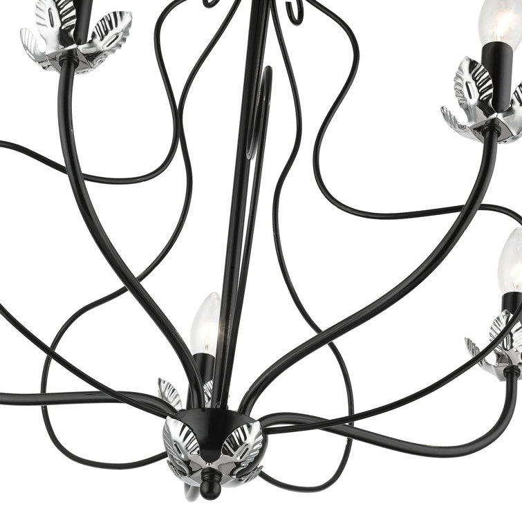 Elegant Katarina 5-Light Chandelier in Shiny Black with Chrome Accents