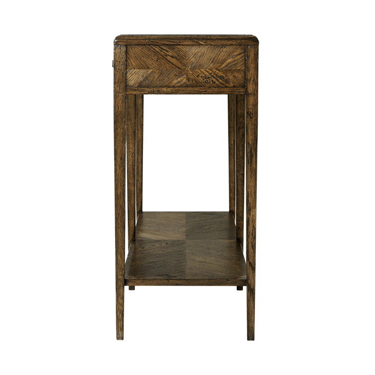Dusk Oak Parquetry Mirrored Console Table with Storage