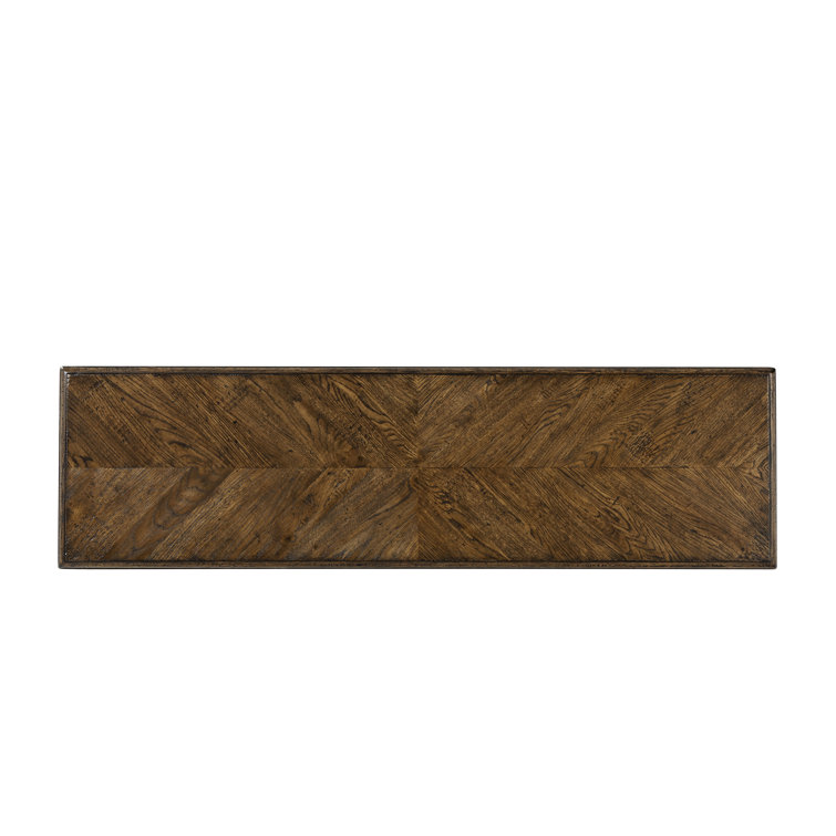 Dusk Oak Parquetry Mirrored Console Table with Storage