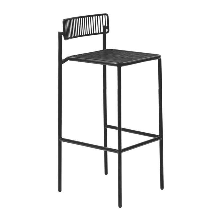 Rachel Minimalist Black Metal Indoor/Outdoor Bar Stool