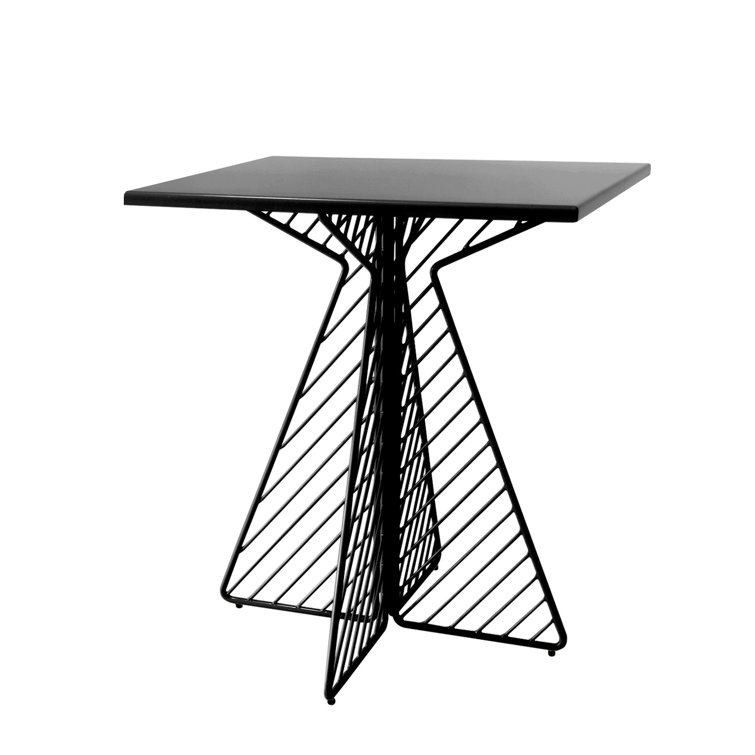 Modern Black Square Cafe Table with Wire Base