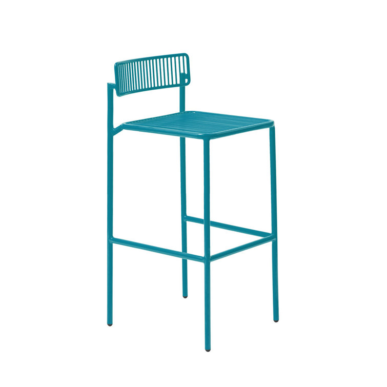 Rachel Peacock Blue 26" Galvanized Iron Patio Bar Stool