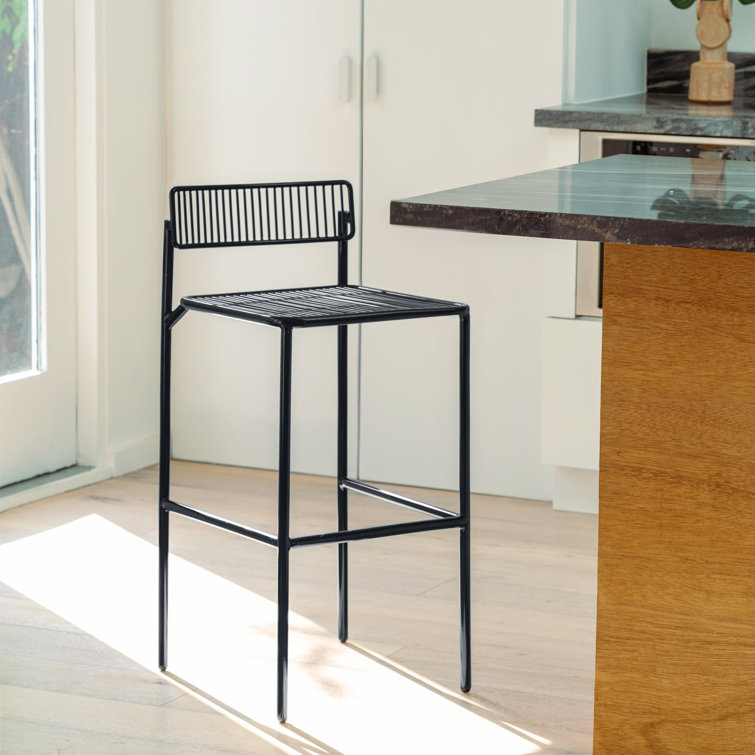 Rachel Minimalist Black Metal Indoor/Outdoor Bar Stool