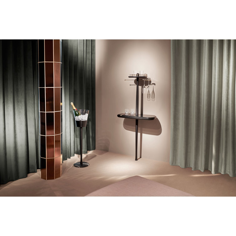 Black Glass and Wood Insulated Champagne Bucket with Stand