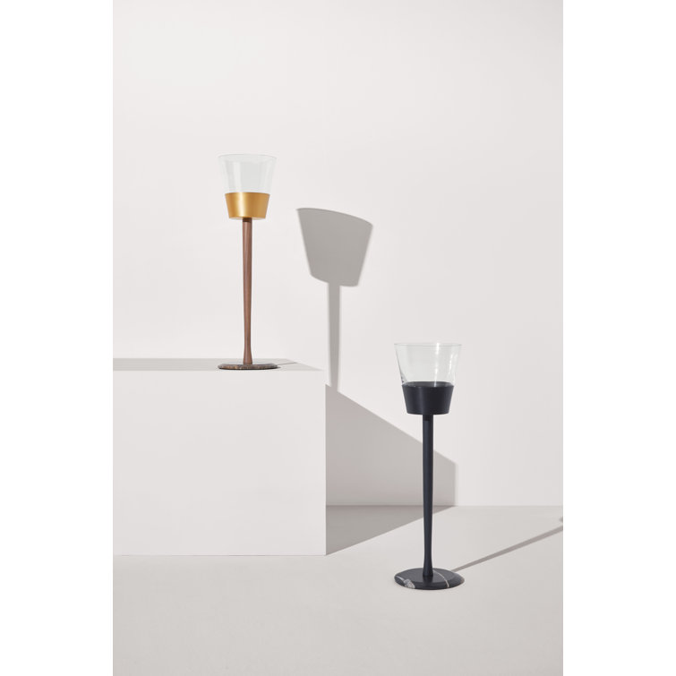 Black Glass and Wood Insulated Champagne Bucket with Stand