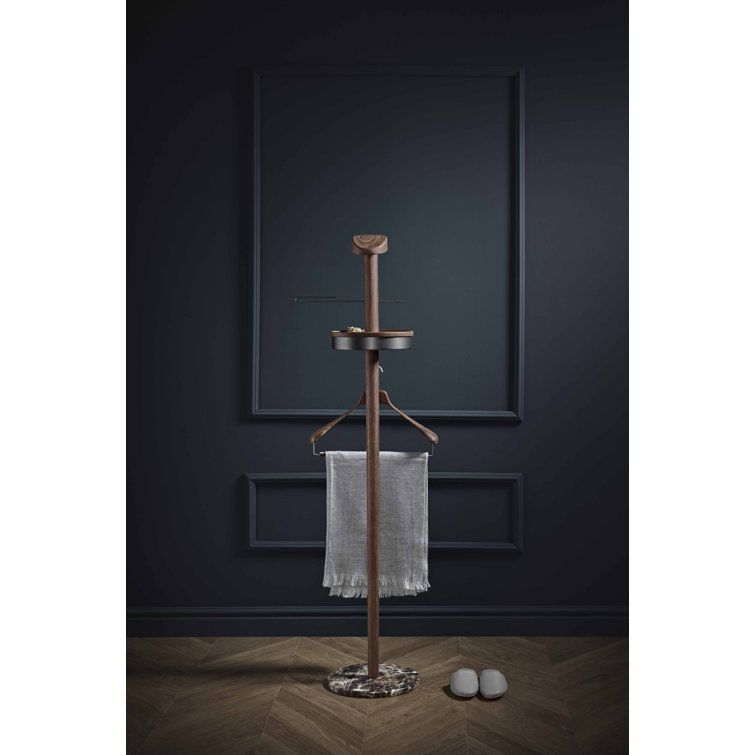 Nogal Walnut Freestanding Valet Stand with Marble Base