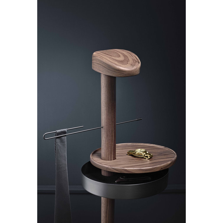 Nogal Walnut Freestanding Valet Stand with Marble Base