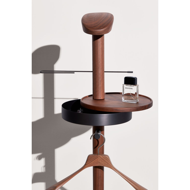 Nogal Walnut Freestanding Valet Stand with Marble Base