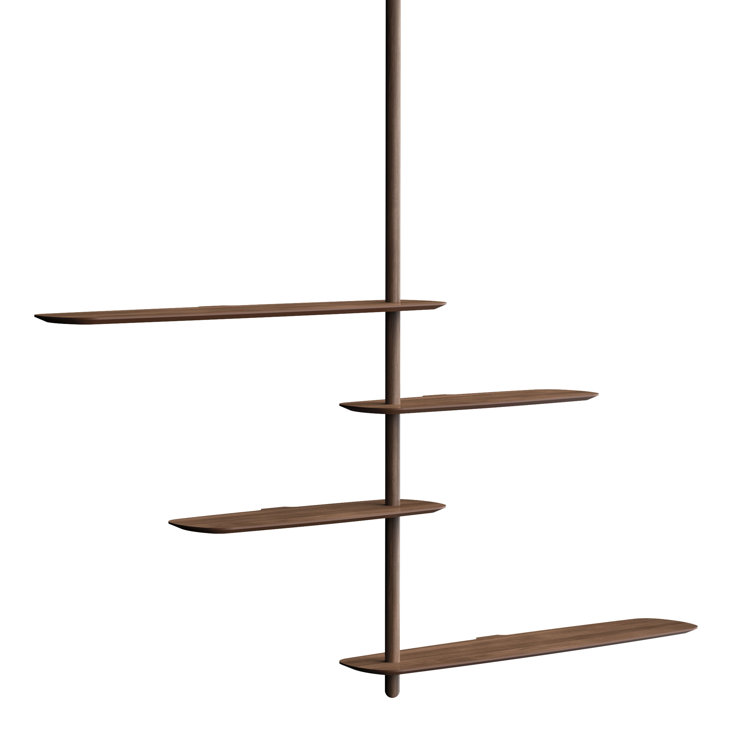 Walnut Wall-Mounted Solid and Manufactured Wood Shelving Unit