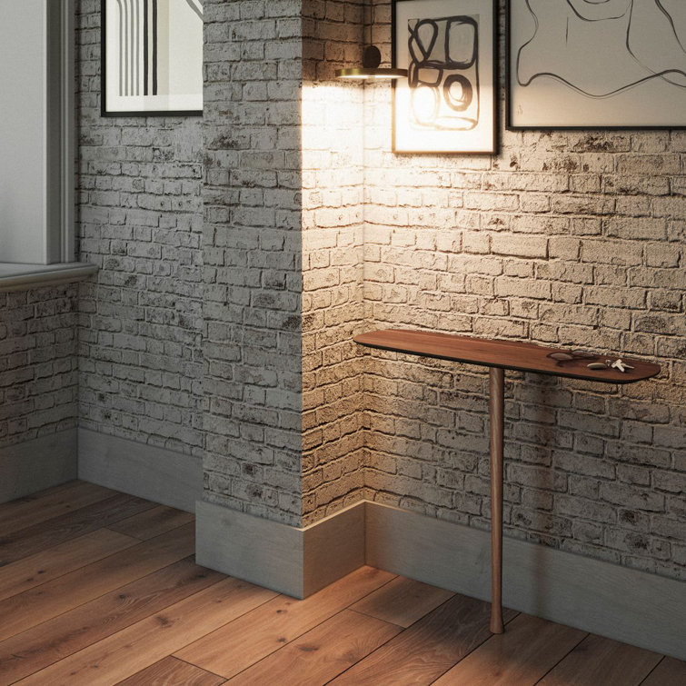 Walnut Oval Solid Wood Pedestal Console Table