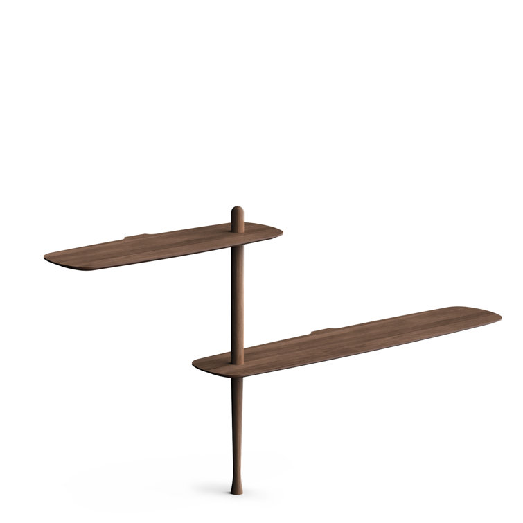 Unica Walnut 70'' Modern Solid Wood Shelving Unit