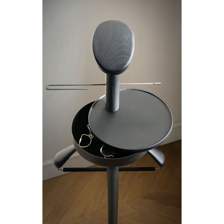 Black Ash Freestanding Valet Stand with Shelf