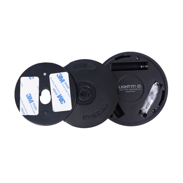 Black Battery-Powered LED Flood Puck Light
