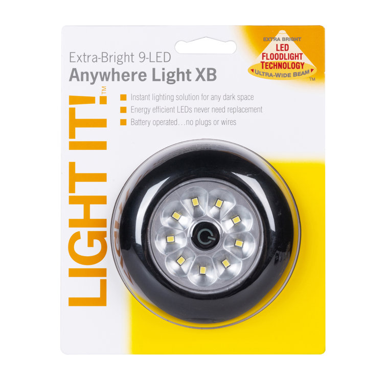 Black Battery-Powered LED Flood Puck Light