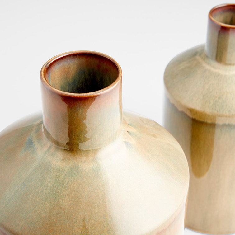 Olive Glaze Ceramic Table Vase with Gradient Finish