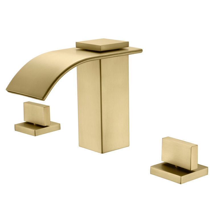 Brushed Gold Modern Waterfall Roman Tub Faucet with Knob Handles