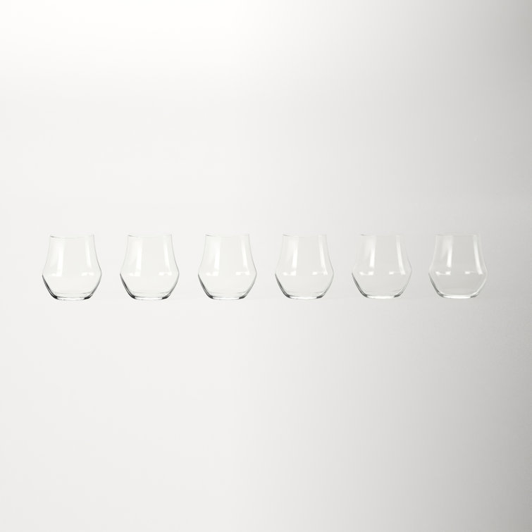 Tuscan Region Clear Crystal Stemless Wine Glass Set