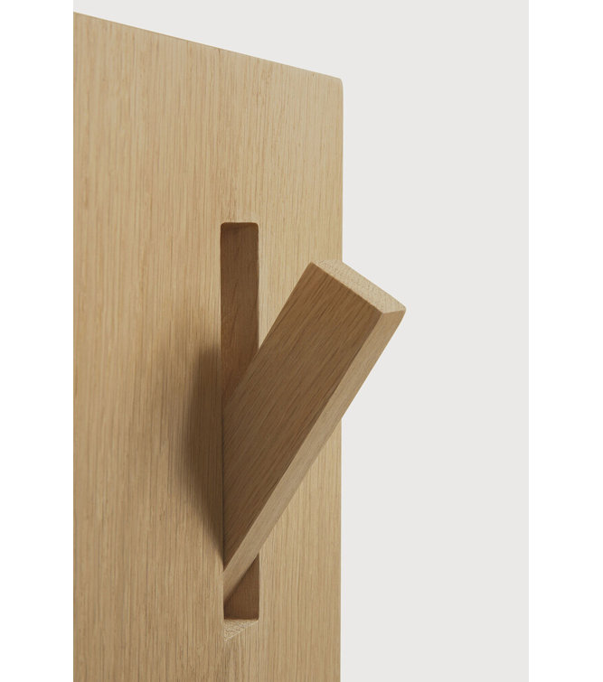 Solid Oak Minimalist 5-Hook Wall Mounted Coat Rack