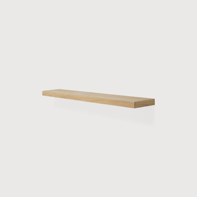 Natural Oak Rectangular Floating Wall Shelf