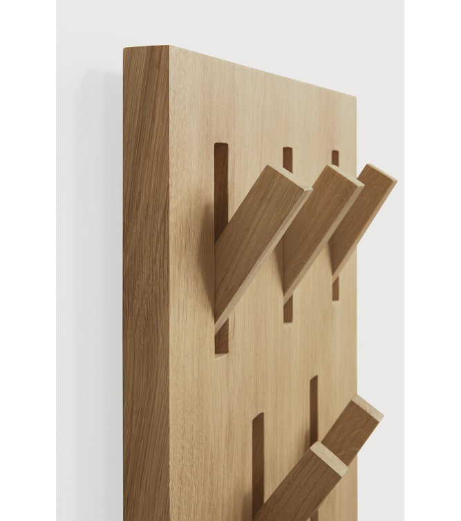 Solid Oak Minimalist 5-Hook Wall Mounted Coat Rack